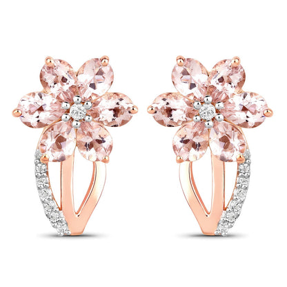 1.66 Carat Genuine Morganite and White Topaz .925 Sterling Silver Earrings  DestGlow