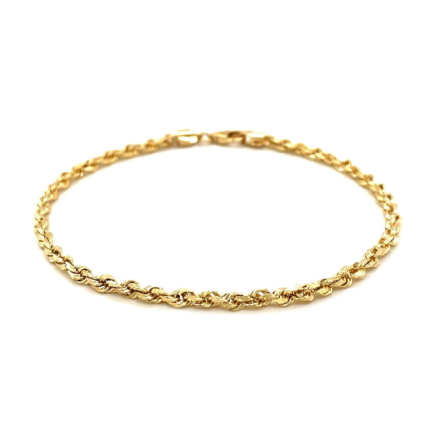 3.0mm 14k Yellow Gold Solid Diamond Cut Rope Bracelet by Bids.com