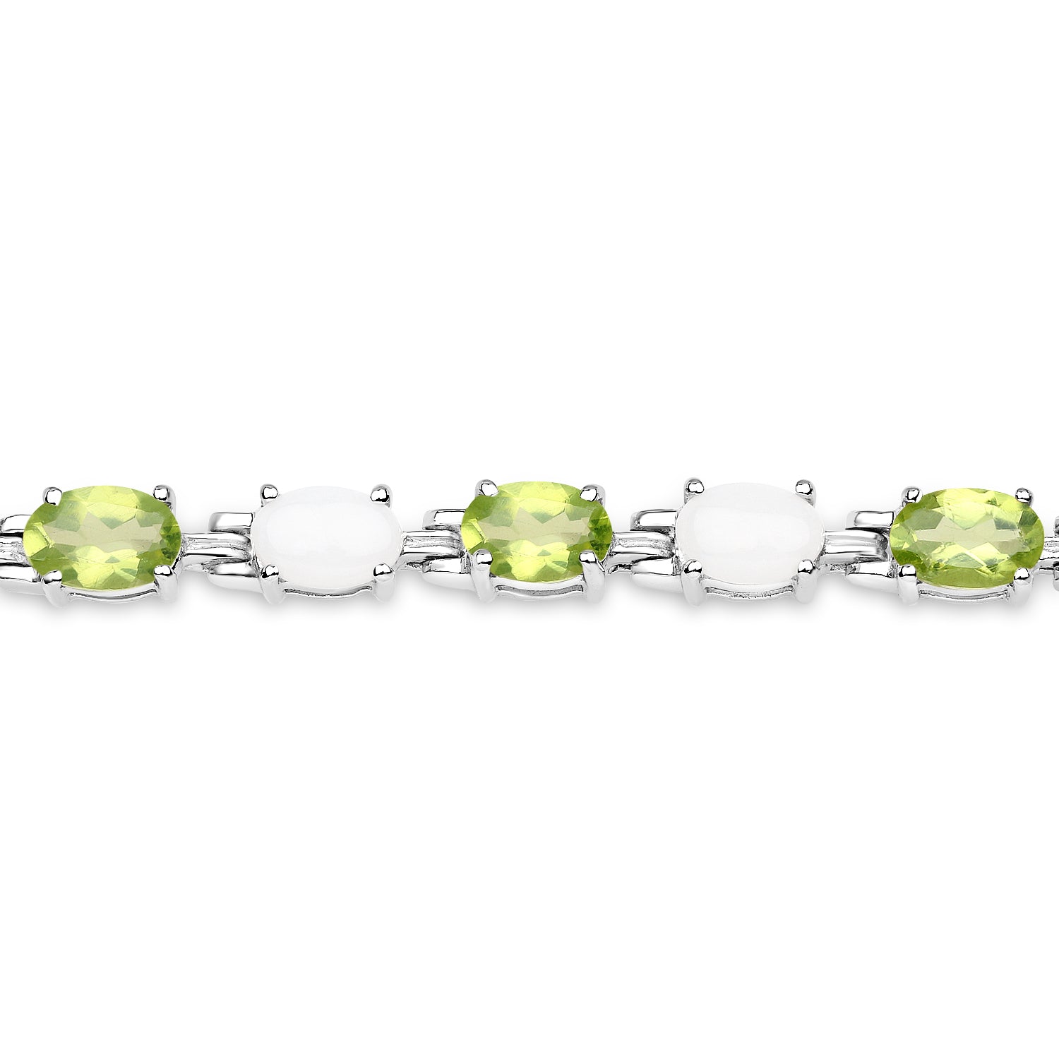7.92 Carat Genuine Peridot and Opal .925 Sterling Silver Bracelet  DestGlow