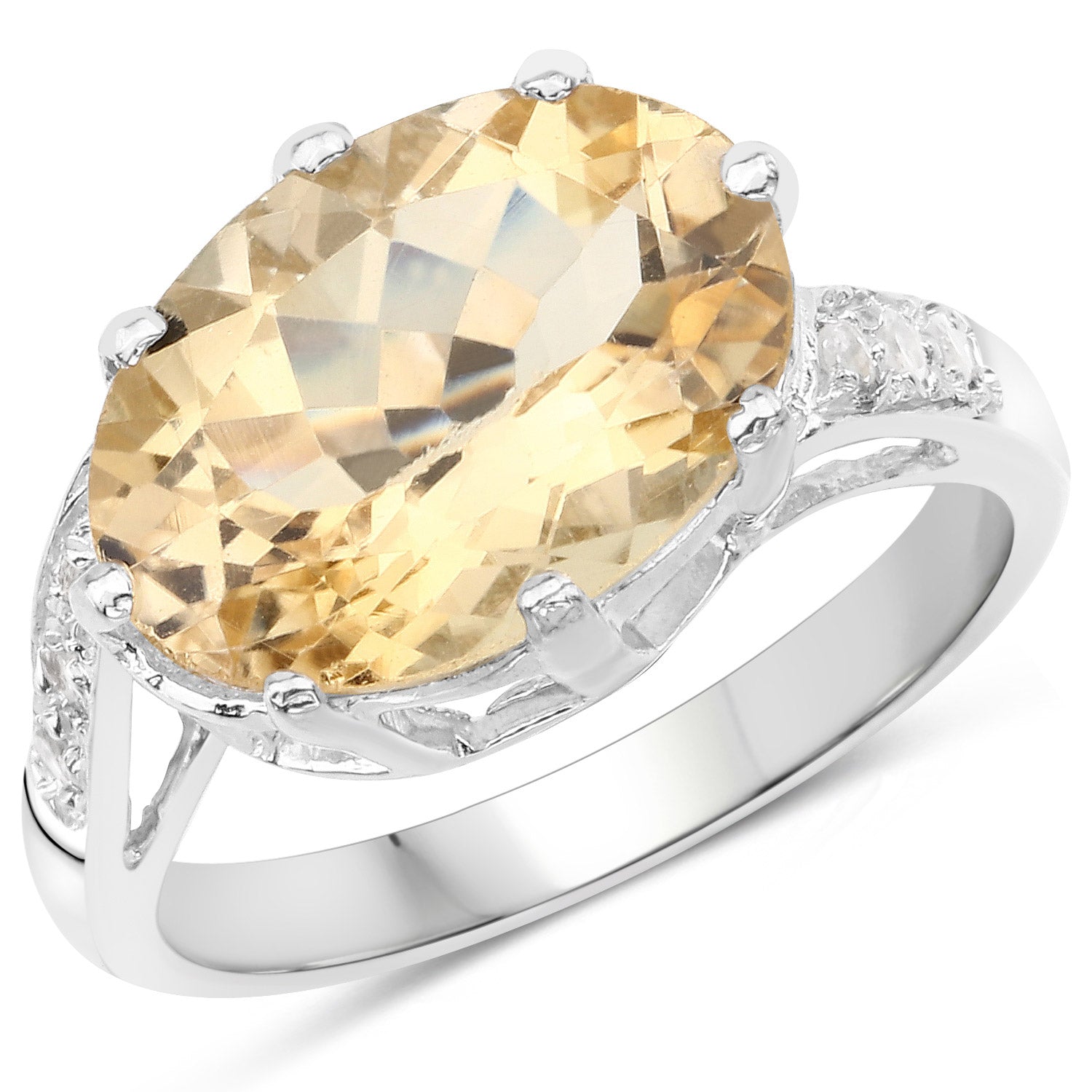 4.63 Carat Genuine Citrine and White Topaz .925 Sterling Silver Ring by Bids.com