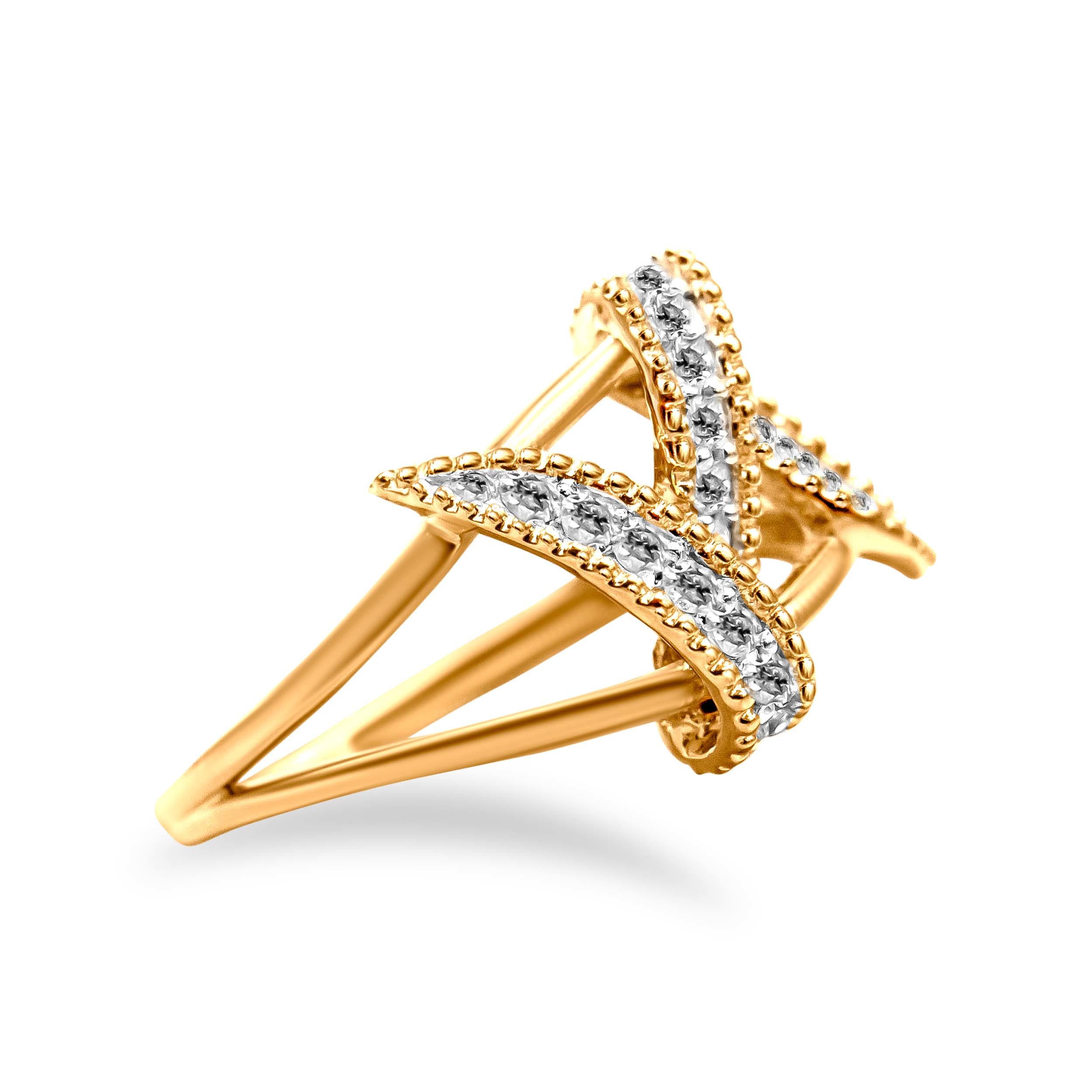 14K Yellow Gold Plated .925 Sterling Silver 1/4 Cttw Diamond Interlocking Bypass Ring (I-J Color, I1-I2 Clarity) - Size 7 by Bids.com
