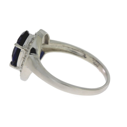 Created Sapphire Moissanite Ring Sterling Silver by Bids.com