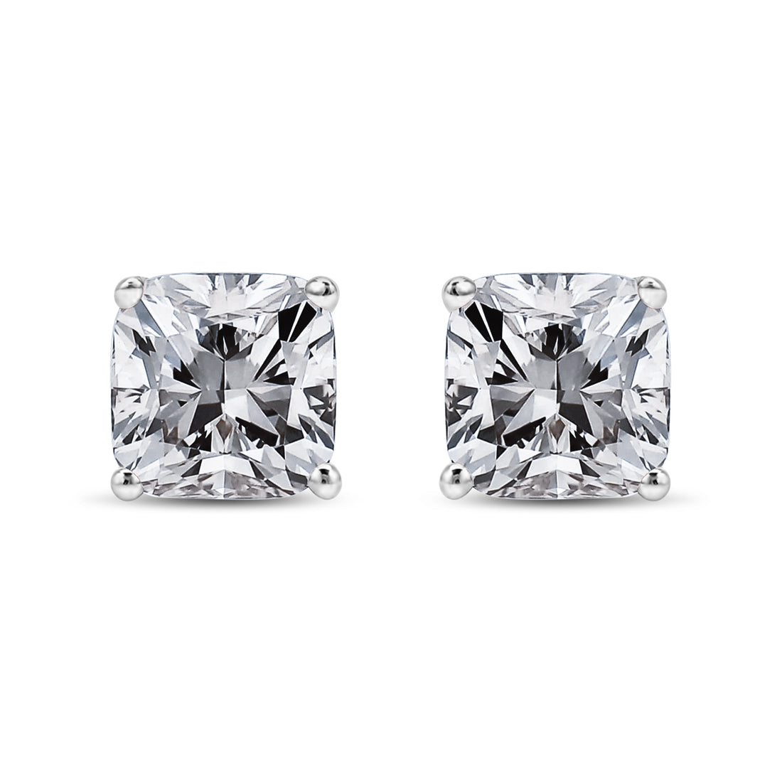 14K White Gold 1 1/2 Cttw Clarity Enhanced Princess Cut Diamond Solitaire Stud Earrings (I-J Color, I1-I2 Clarity) by Bids.com
