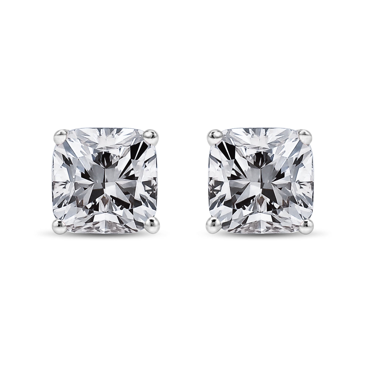 14K White Gold 1 1/2 Cttw Clarity Enhanced Princess Cut Diamond Solitaire Stud Earrings (I-J Color, I1-I2 Clarity) by Bids.com