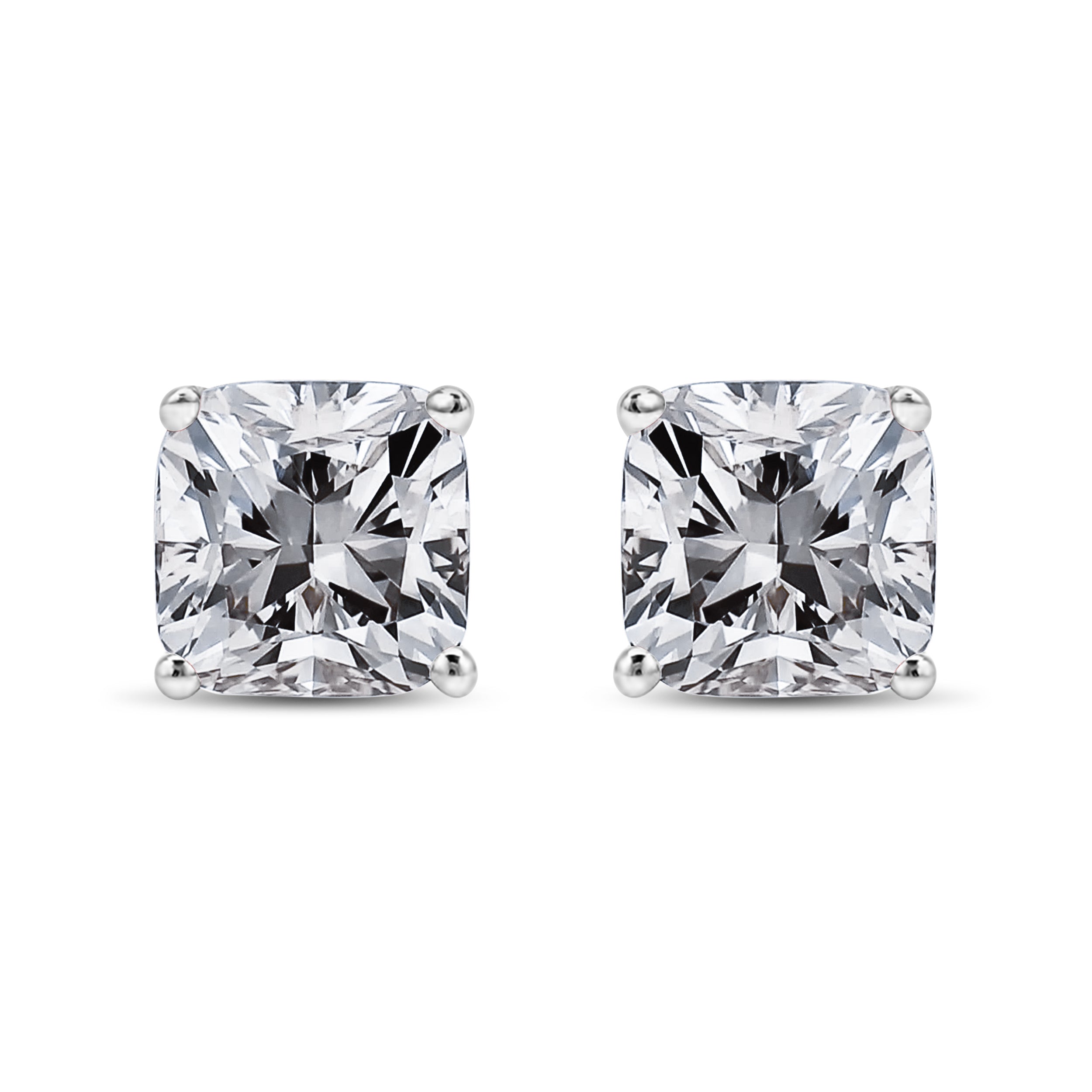 14K White Gold 1 1/2 Cttw Clarity Enhanced Princess Cut Diamond Solitaire Stud Earrings (I-J Color, I1-I2 Clarity) by Bids.com