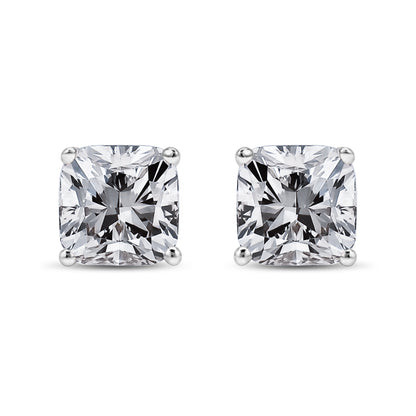 14K White Gold 1 1/2 Cttw Clarity Enhanced Princess Cut Diamond Solitaire Stud Earrings (I-J Color, I1-I2 Clarity) by Bids.com
