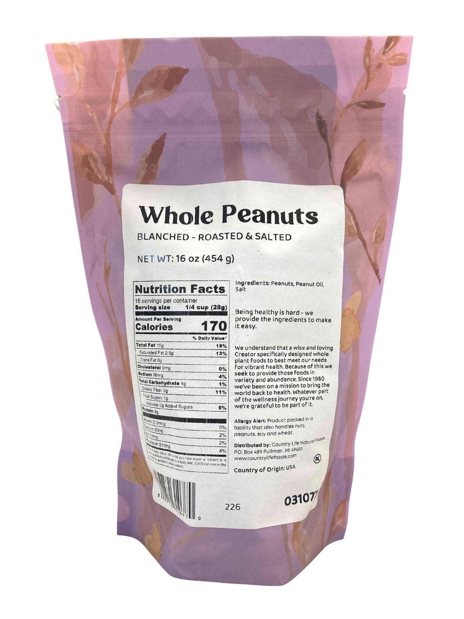 Peanuts, Whole, Blanched, Roasted, Salted by Country Life Natural Foods
