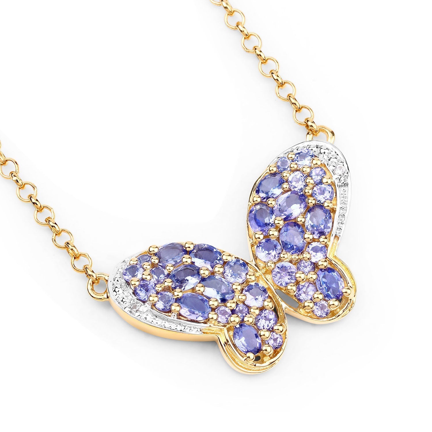 3.31 Carat Genuine Tanzanite and White Zircon .925 Sterling Silver Pendant  DestGlow