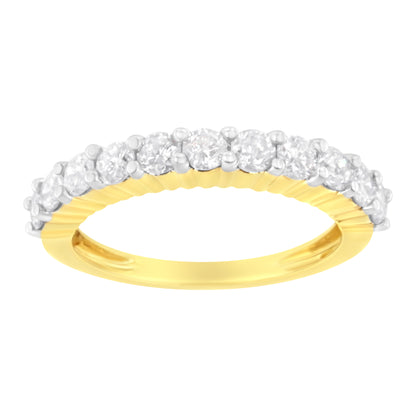 IGI Certified 1.0 Cttw Diamond 10K Yellow Gold Prong Set Fluted Band Style Wedding Ring (J-K Color, I1-I2 Clarity) - Size 7 by Bids.com
