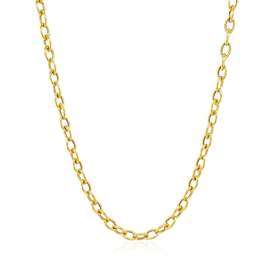 3.5mm 14k Yellow Gold Pendant Chain with Textured Links  DestGlow
