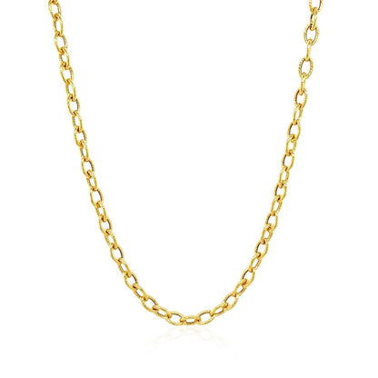 3.5mm 14k Yellow Gold Pendant Chain with Textured Links  DestGlow