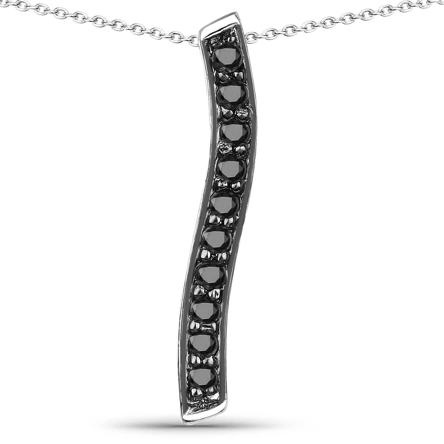 0.30 Carat Genuine Black Diamond .925 Sterling Silver Pendant by Bids.com