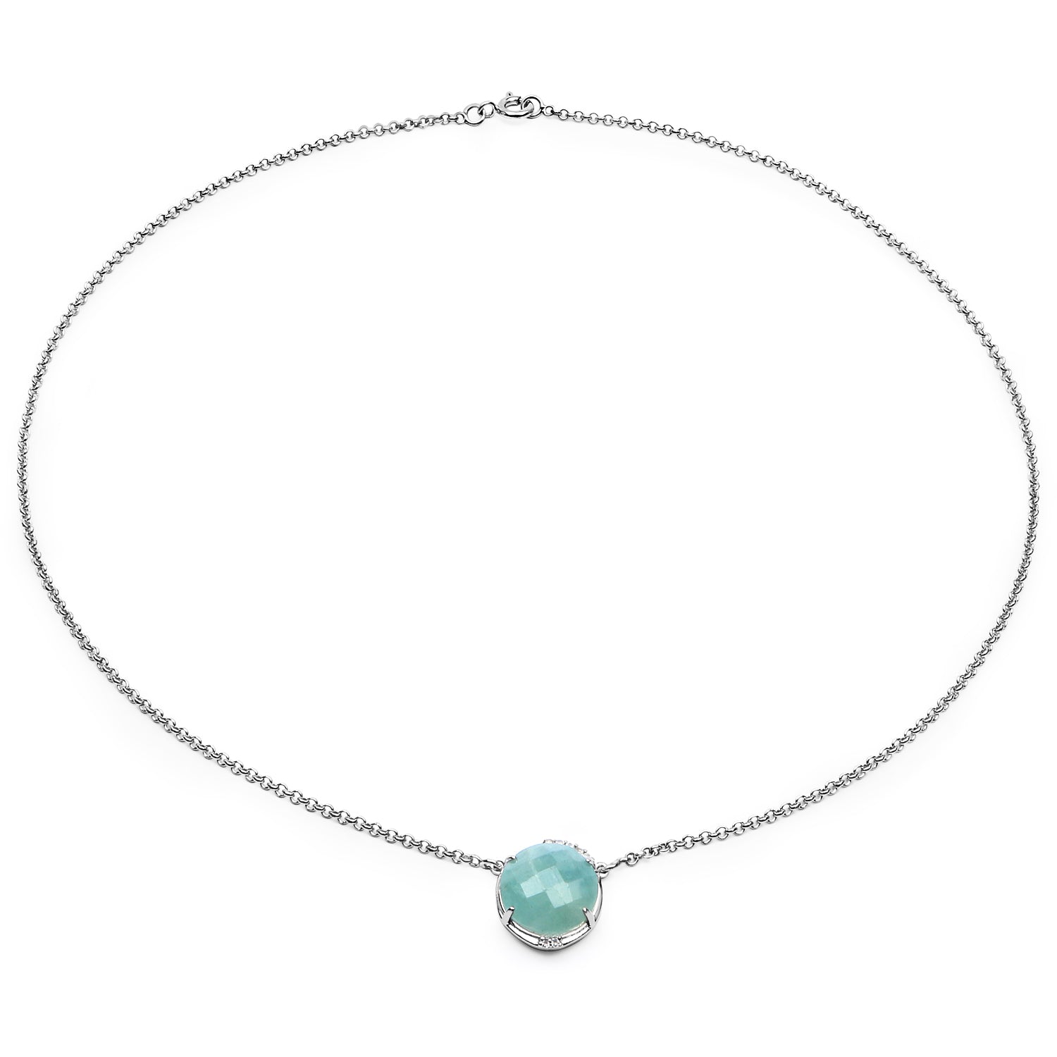 6.71 Carat Genuine Aquamarine and White Topaz .925 Sterling Silver Pendant  DestGlow