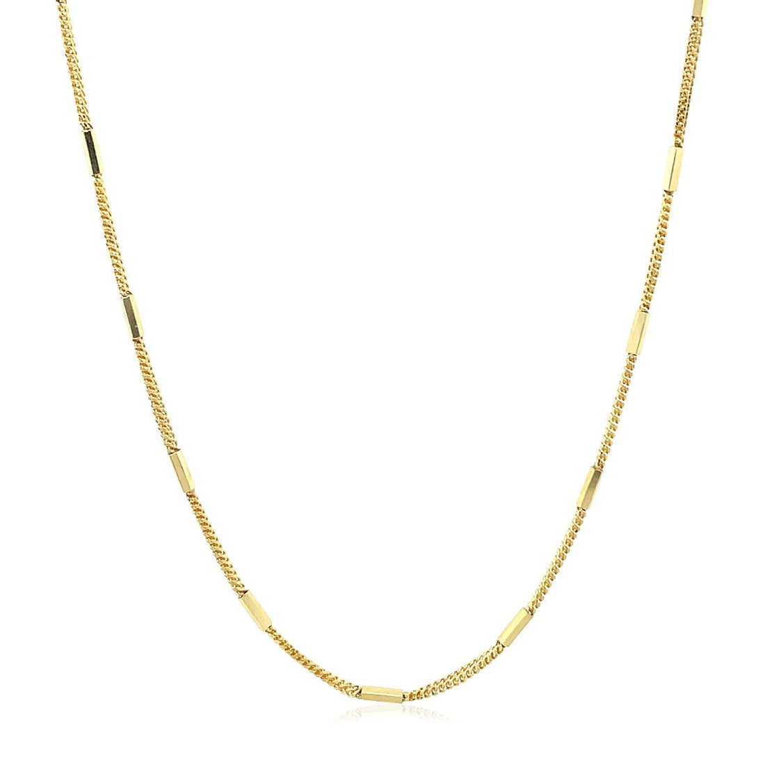 Diamond Cut Bar Links Pendant Chain in 14k Yellow Gold (1.3mm) by Bids.com