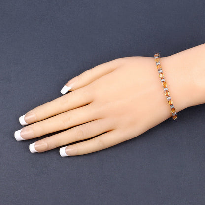 16.73 Carat Genuine Orange Sapphire and White Diamond 14K White Gold Bracelet by Bids.com