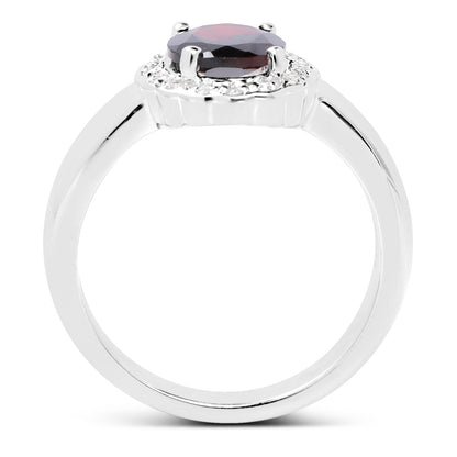 2.58 Carat Genuine Garnet and White Topaz .925 Sterling Silver Ring by Bids.com
