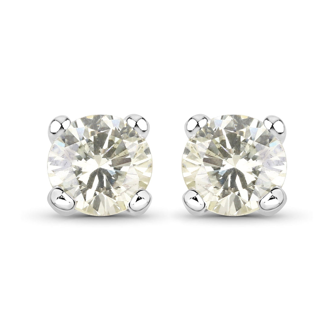0.71 Carat Genuine White Diamond 14K White Gold Earrings by Bids.com