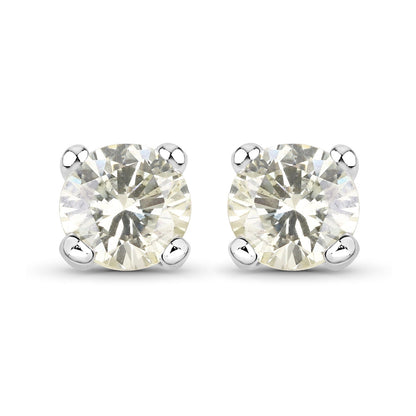 0.71 Carat Genuine White Diamond 14K White Gold Earrings by Bids.com