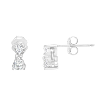 14KT White Gold 1/2 cttw Double Diamond Dangle Stud Earrings (H-I, I1-I2) by Bids.com
