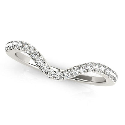 14k White Gold Wavy Design Round Diamond Wedding Ring (1/6 cttw) by Bids.com