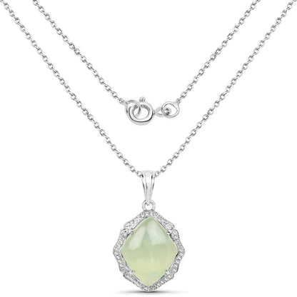 7.49 Carat Genuine Prehnite And White Topaz .925 Sterling Silver Pendant by Bids.com
