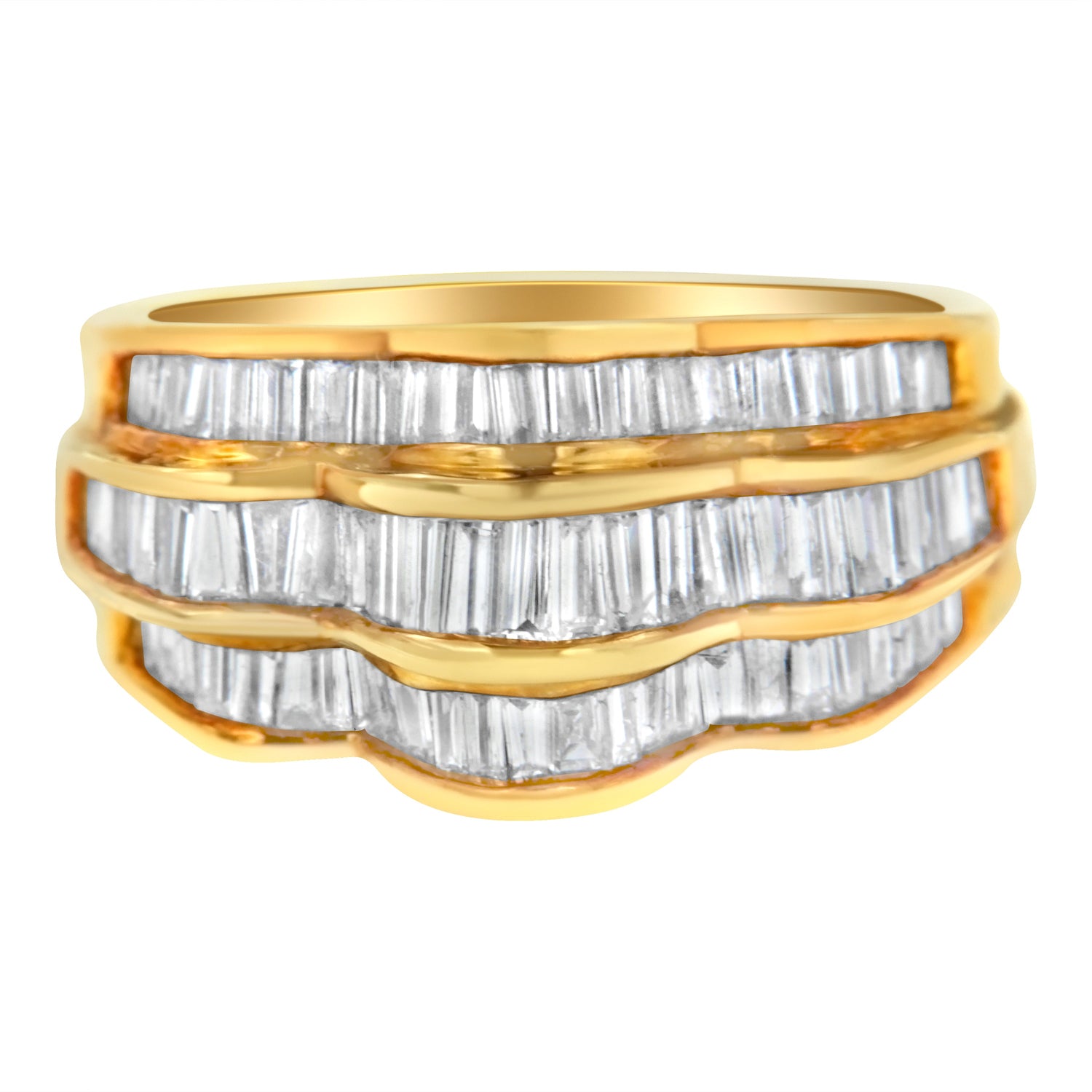 14KT Yellow Gold Diamond Multi-Row Band Ring (1 1/4 cttw, H-I Color, SI1-SI2 Clarity) by Bids.com