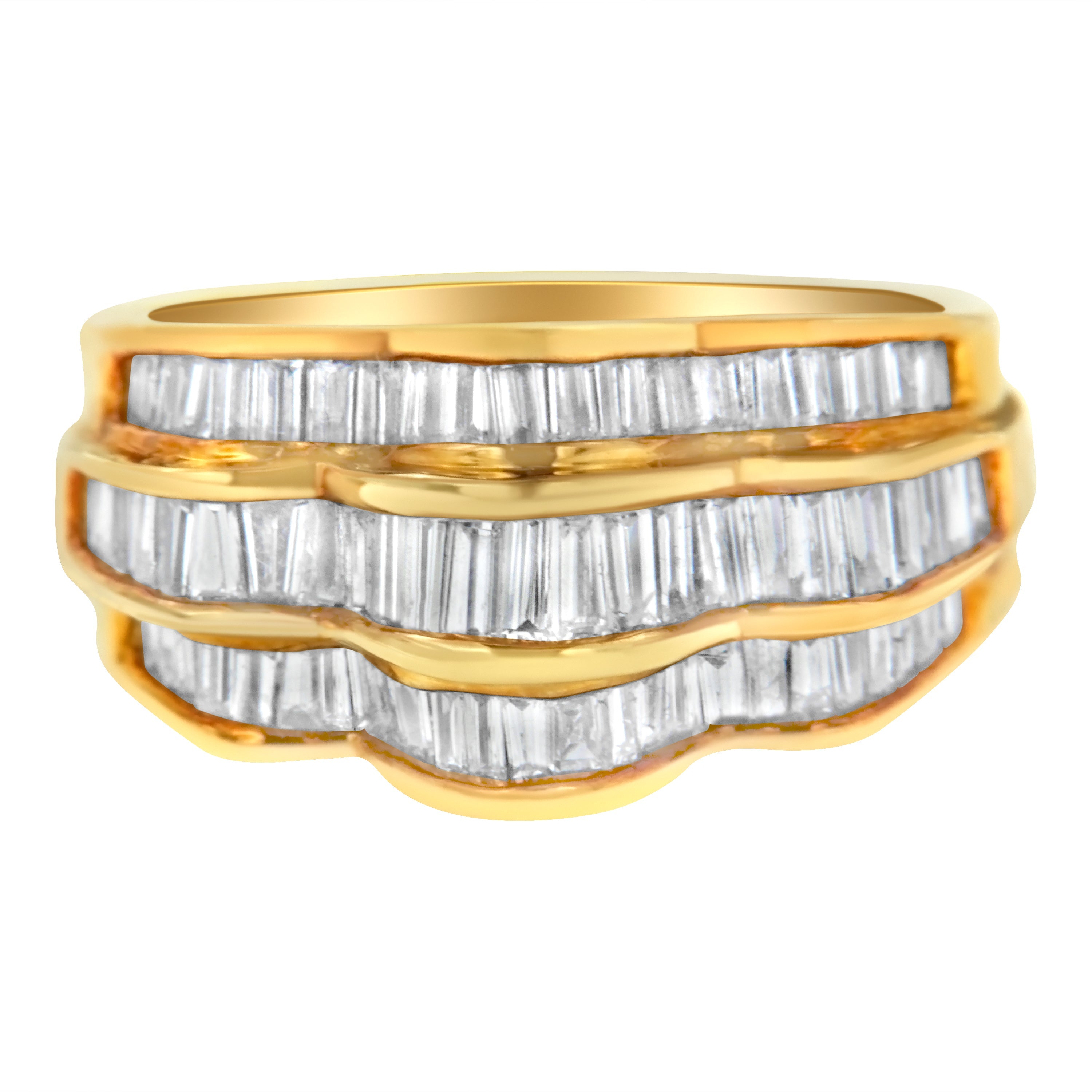 14KT Yellow Gold Diamond Multi-Row Band Ring (1 1/4 cttw, H-I Color, SI1-SI2 Clarity) by Bids.com