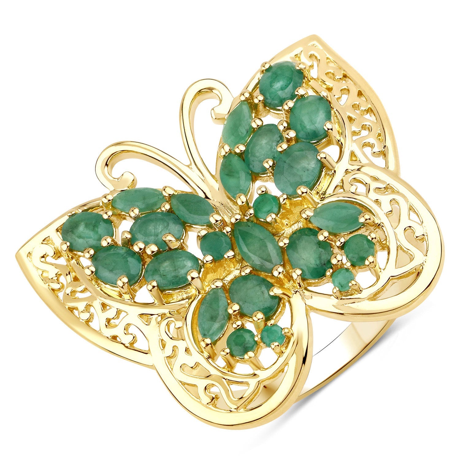 2.09 Carat Genuine Emerald .925 Sterling Silver Ring by Bids.com