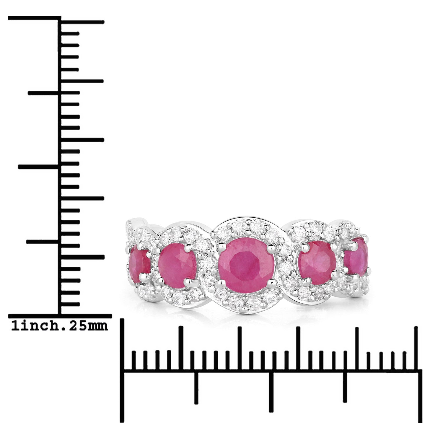 1.99 Carat Genuine Ruby and White Diamond 14K White Gold Ring by Bids.com
