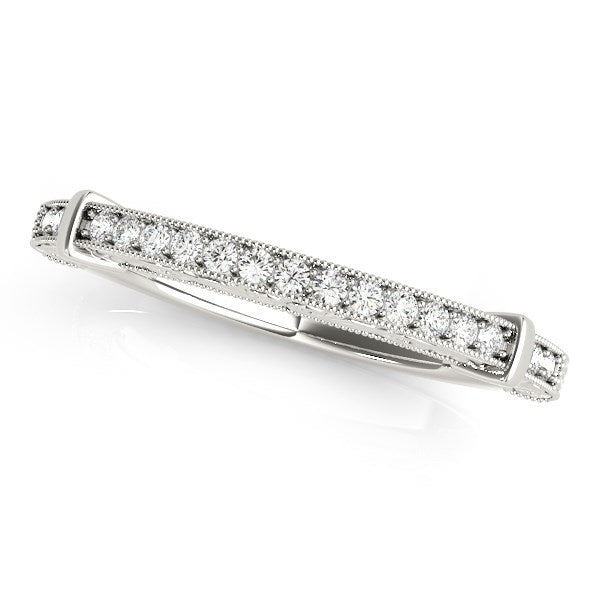 14k White Gold Bead Border Modern Wedding Band (1/8 cttw) by Bids.com