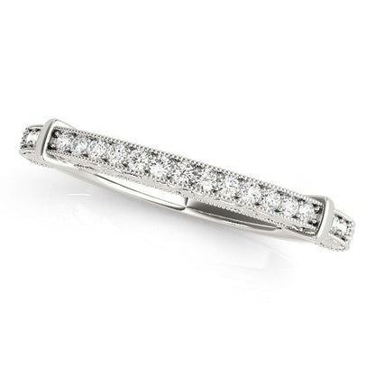 14k White Gold Bead Border Modern Wedding Band (1/8 cttw) by Bids.com