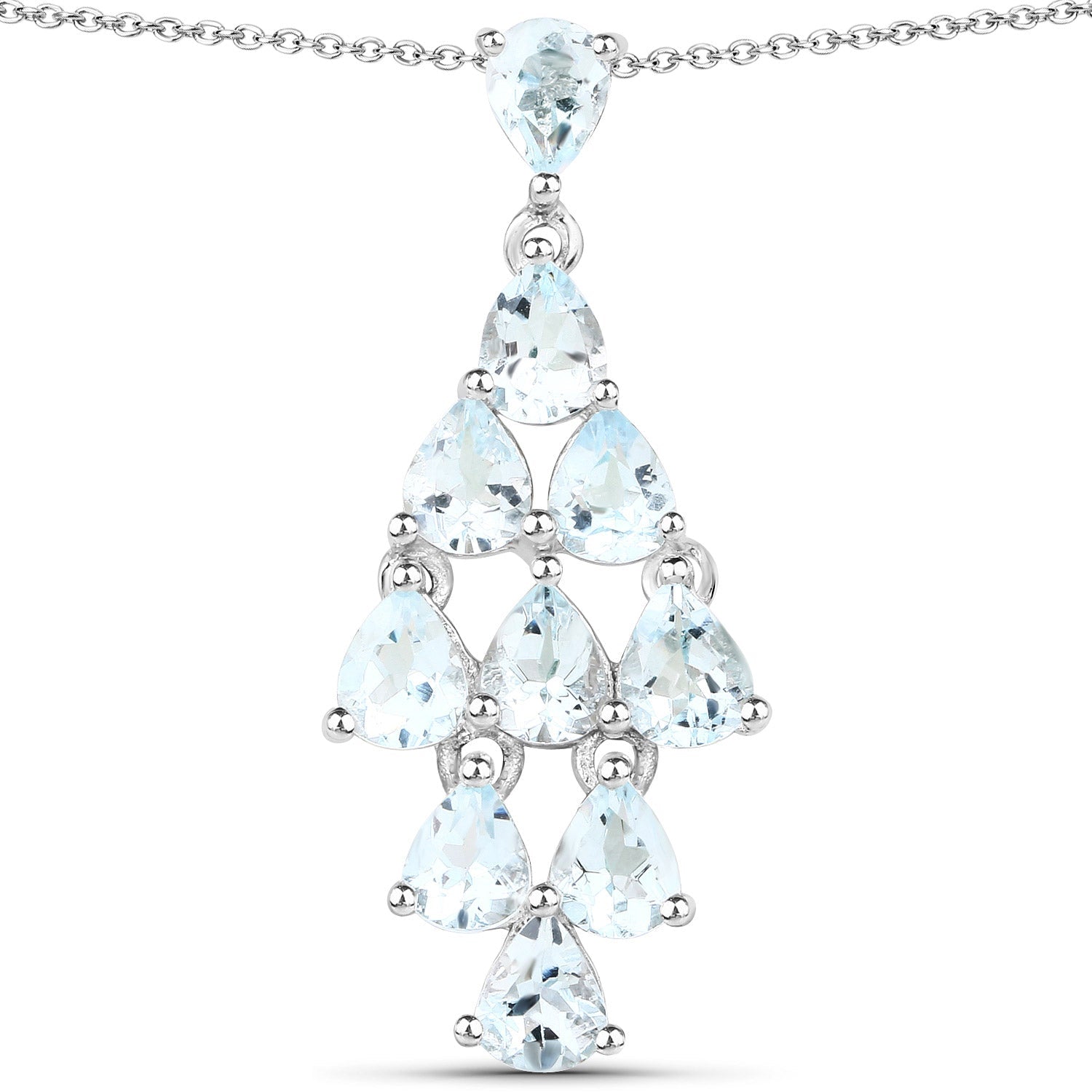 2.20 Carat Genuine Aquamarine .925 Sterling Silver Pendant  DestGlow