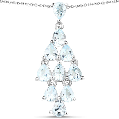 2.20 Carat Genuine Aquamarine .925 Sterling Silver Pendant  DestGlow