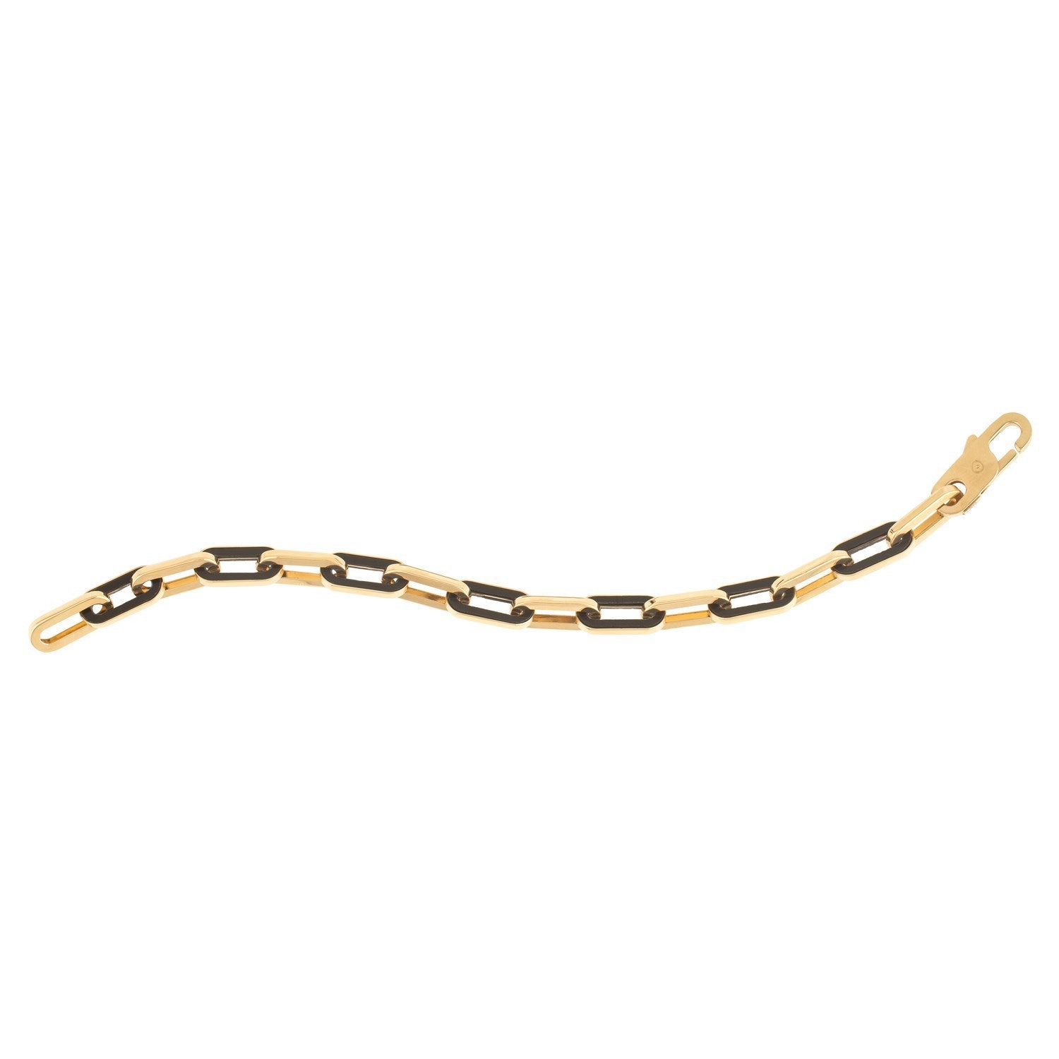 14k Yellow Gold Black Onyx Paperclip Gem Link Bracelet (7.00 mm) by Bids.com
