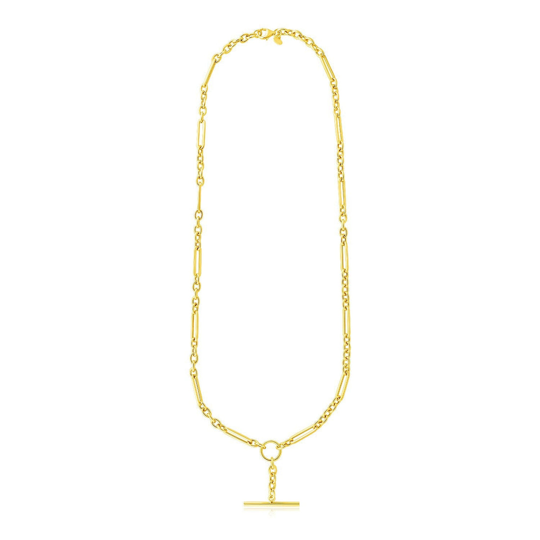 14k Yellow Gold Alternating Oval and Round Chain Necklace with Toggle by Bids.com