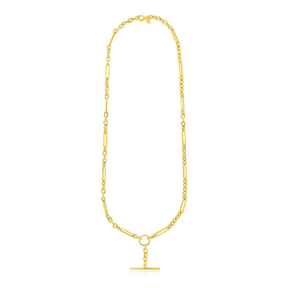 14k Yellow Gold Alternating Oval and Round Chain Necklace with Toggle by Bids.com