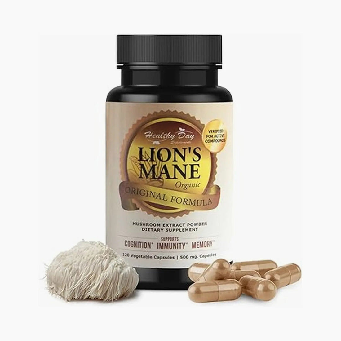 Lion’s Mane Mushroom Capsules – Supports Focus, Memory &amp; Mental Clarity by Healthy Day Supplements