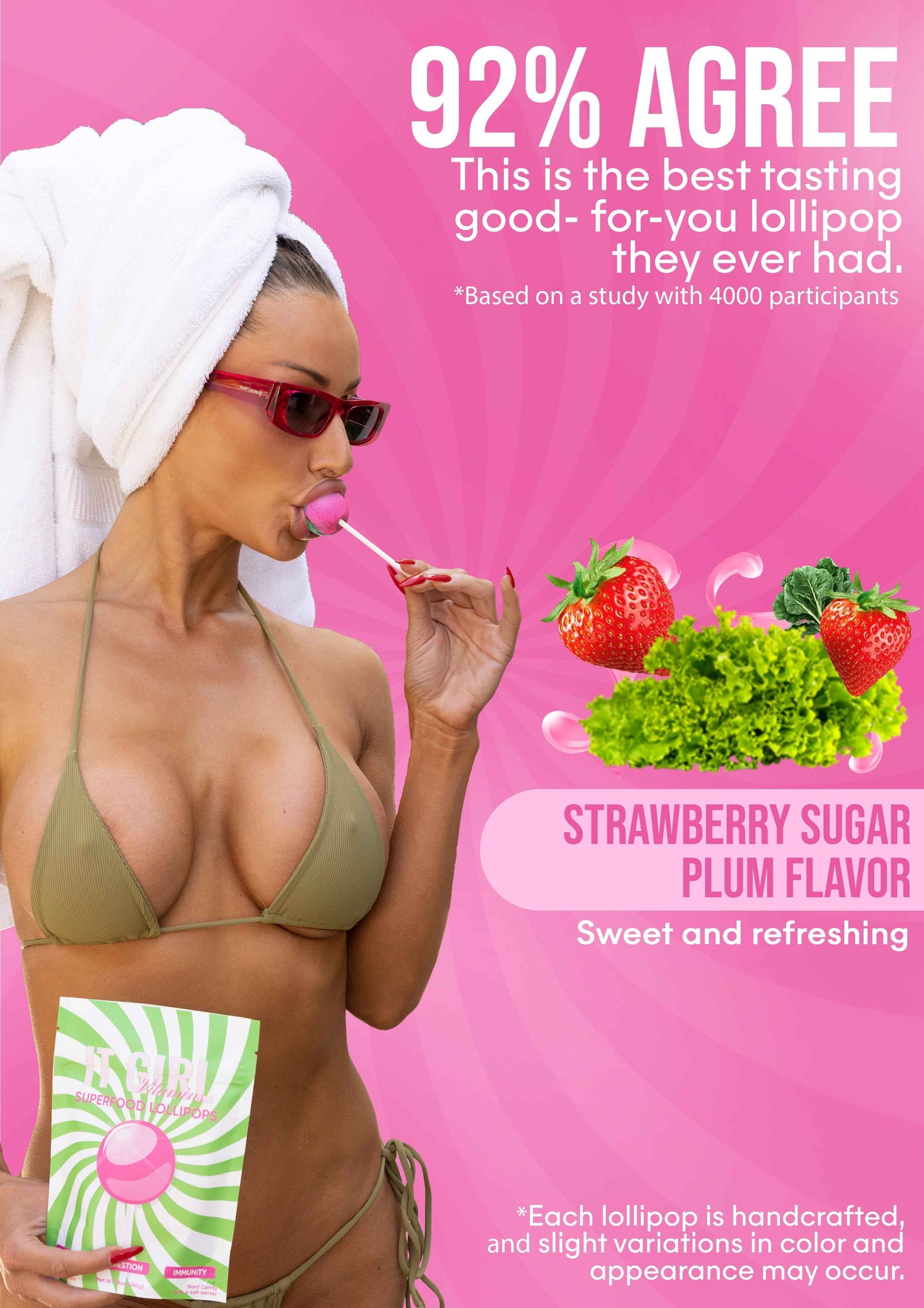 It Girl Superfood Greens Lollipops - Vegan Candy with Supergreens, Vitamins &amp; Antioxidants