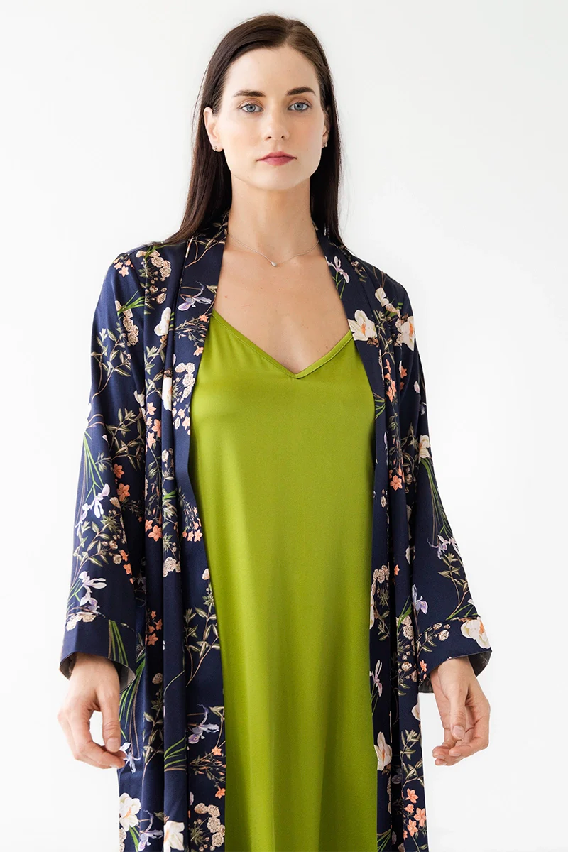 Silk Floral Design Robe - DestGlow