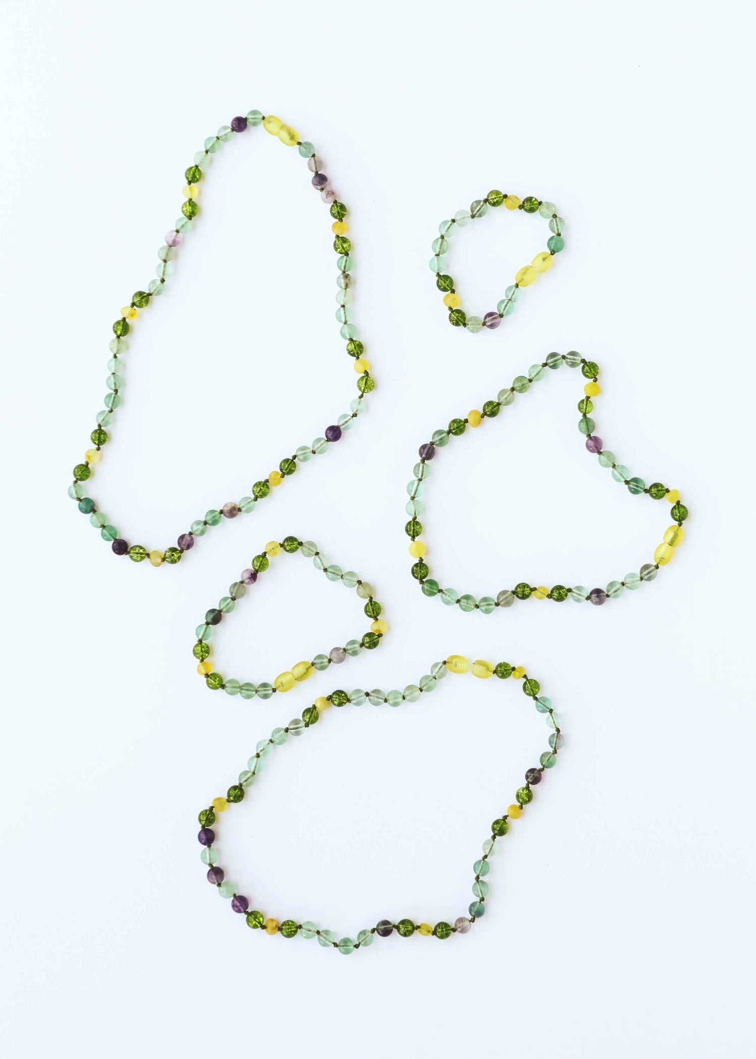 Raw Baltic Sea Amber + Fluorite + Peridot || Gemstone Necklace