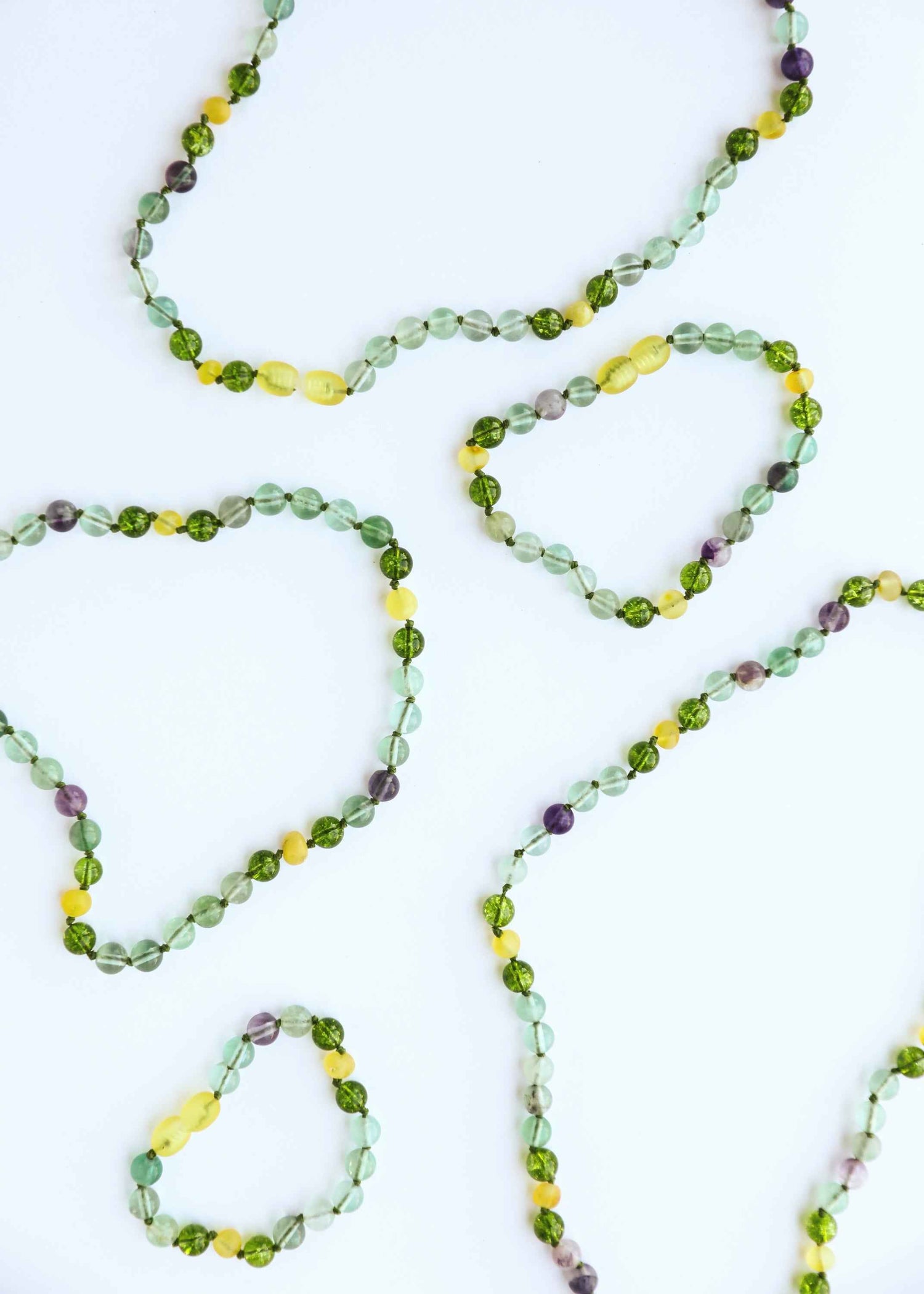 Raw Baltic Sea Amber + Fluorite + Peridot || Gemstone Anklet or Bracelet