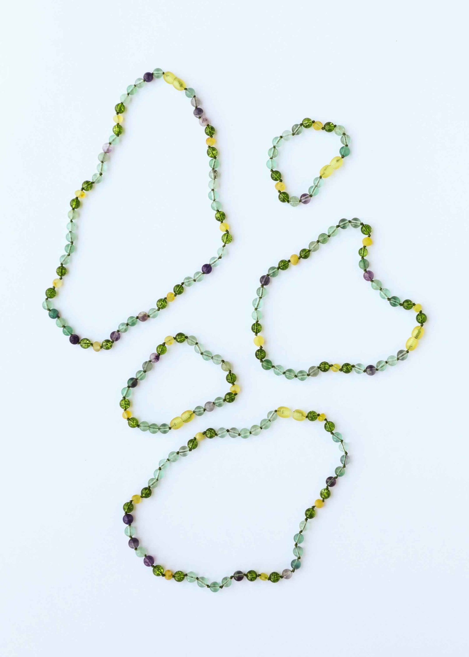 Raw Baltic Sea Amber + Fluorite + Peridot || Gemstone Anklet or Bracelet