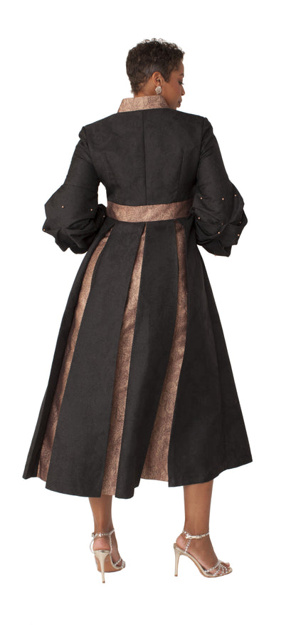 Formal Dress Robe with Puff Sleeves with Pearl Cross Accent- 4850 by Tally Taylor