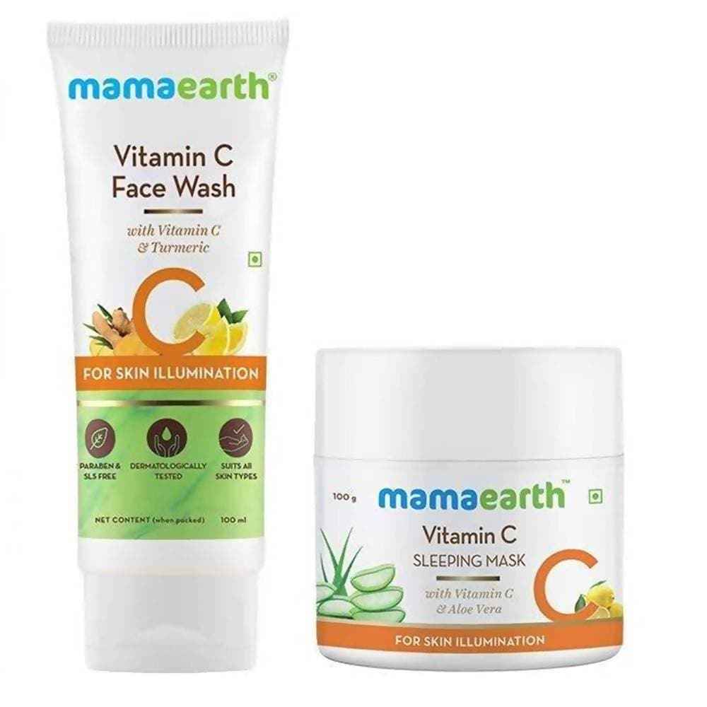 Mamaearth Vitamin C Face Wash &amp; Sleeping Mask For Skin Illumination Combo