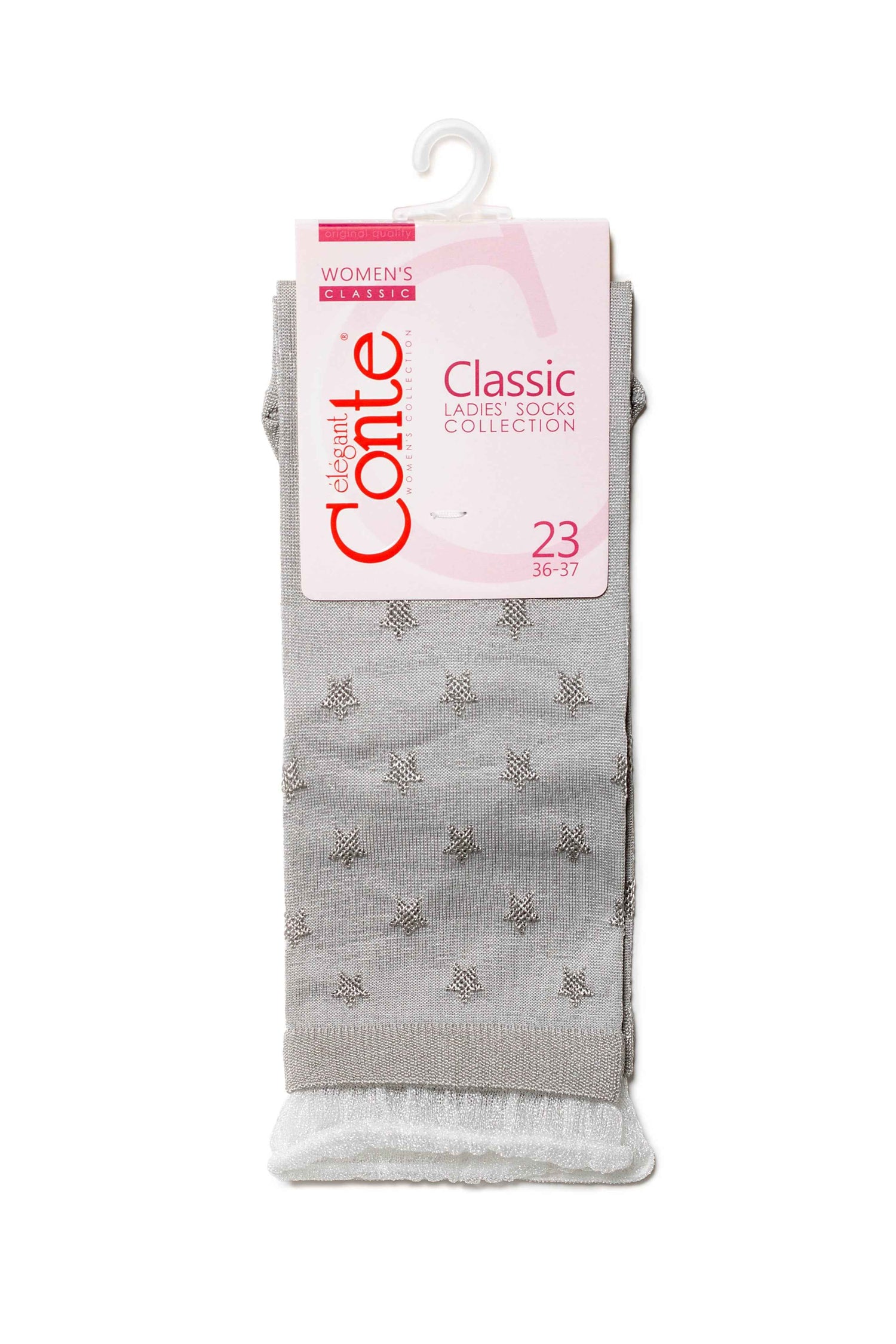 Conte Socks Classic - 491 Glossy Pattern and Decorative Transparent Mesh