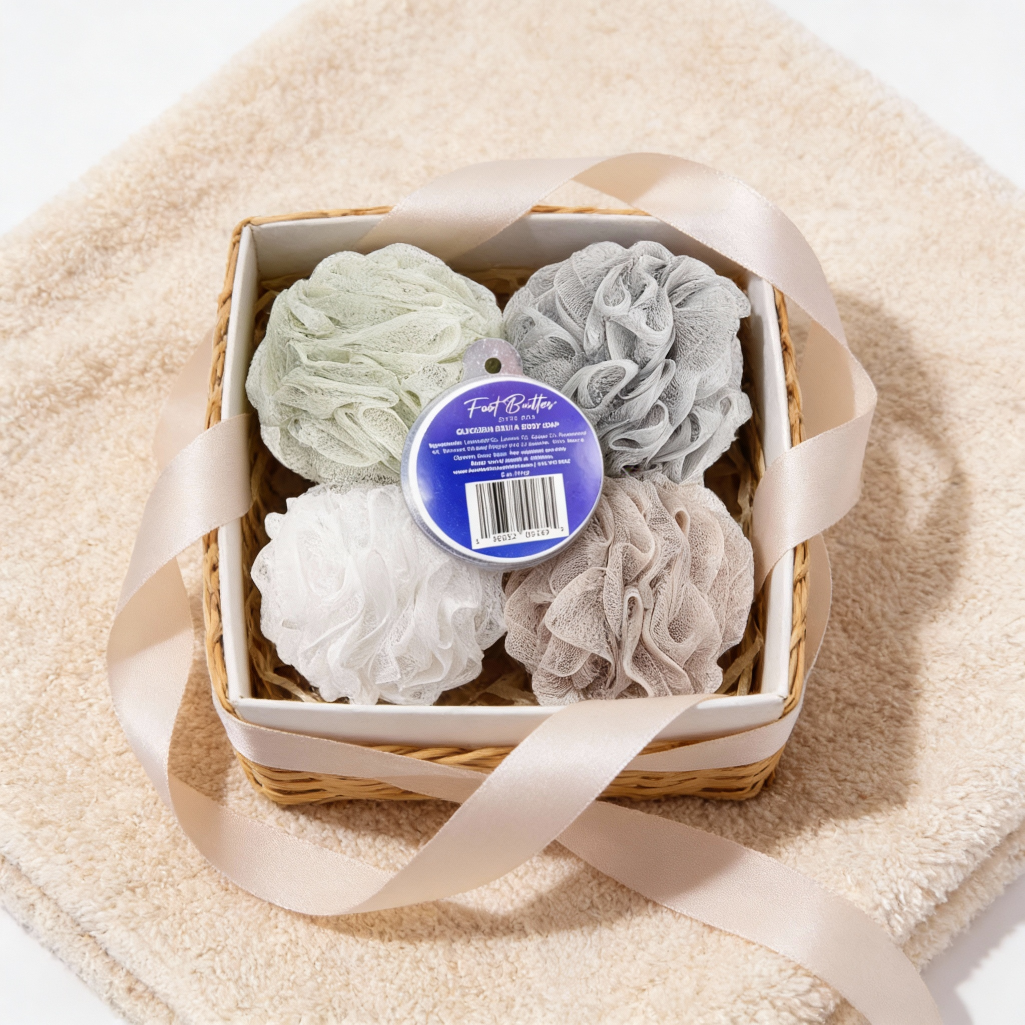 Lavender Bath Bundle – Moisturizing Glycerin Soaps &amp; Shower Loofah Set