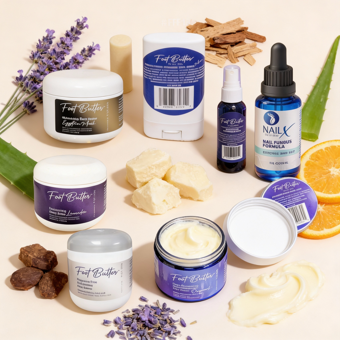 Ultimate Foot &amp; Body Care Bundle – Foot Butter Creams, Body Butter, Heel Balm, Cooling Spray, Nail Repair &amp; Bath Soap
