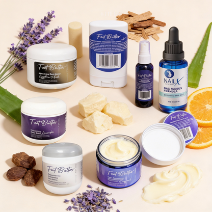 Ultimate Foot &amp; Body Care Bundle – Foot Butter Creams, Body Butter, Heel Balm, Cooling Spray, Nail Repair &amp; Bath Soap