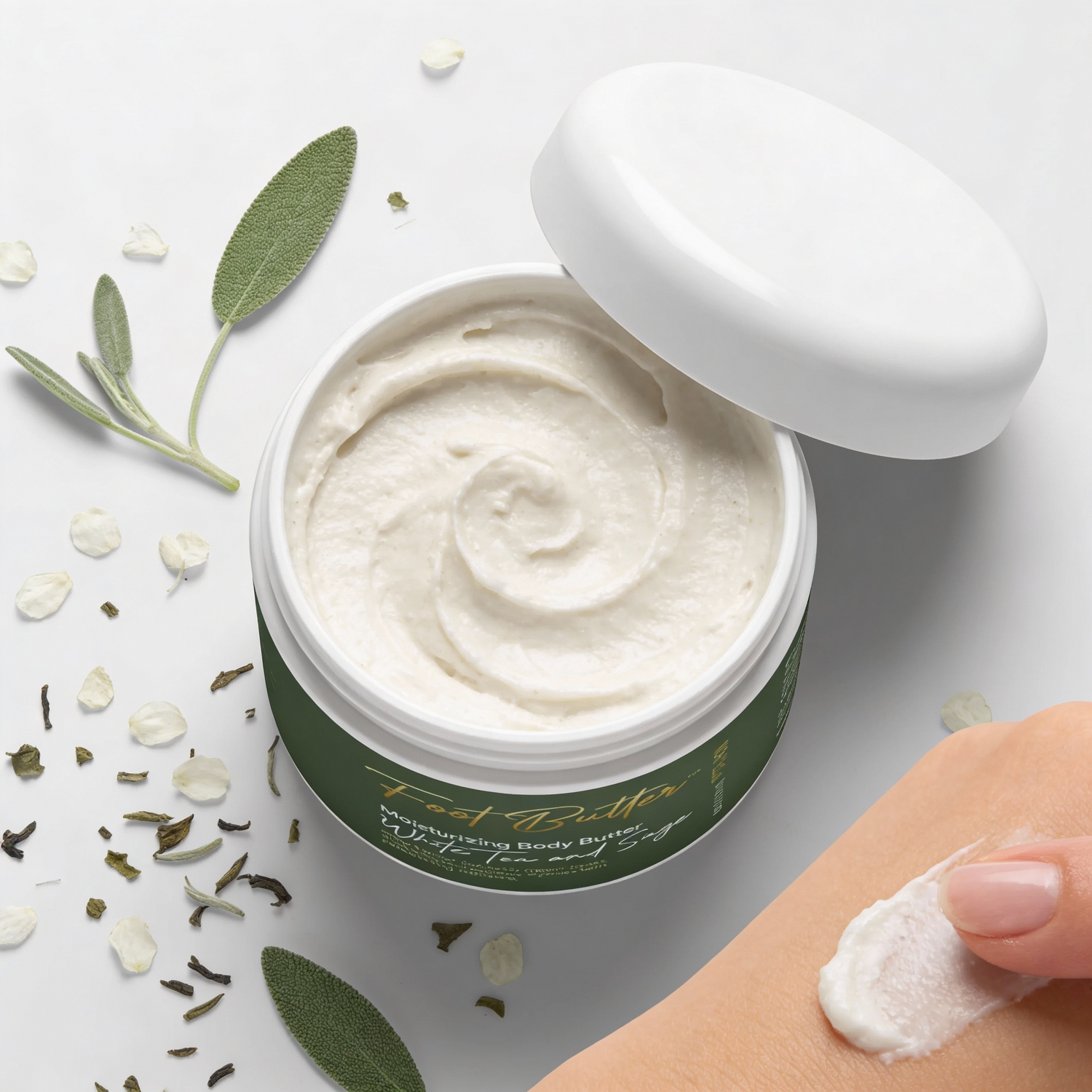 White Tea &amp; Sage Moisturizing Body Butter – Hydrating, Nourishing, Ultra-Soft Skin Cream