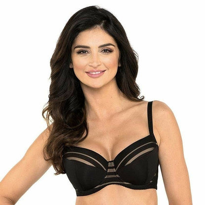 Gorteks Luna Full Figure Padded Striped Bra - Plus Size Underwire Support Bra